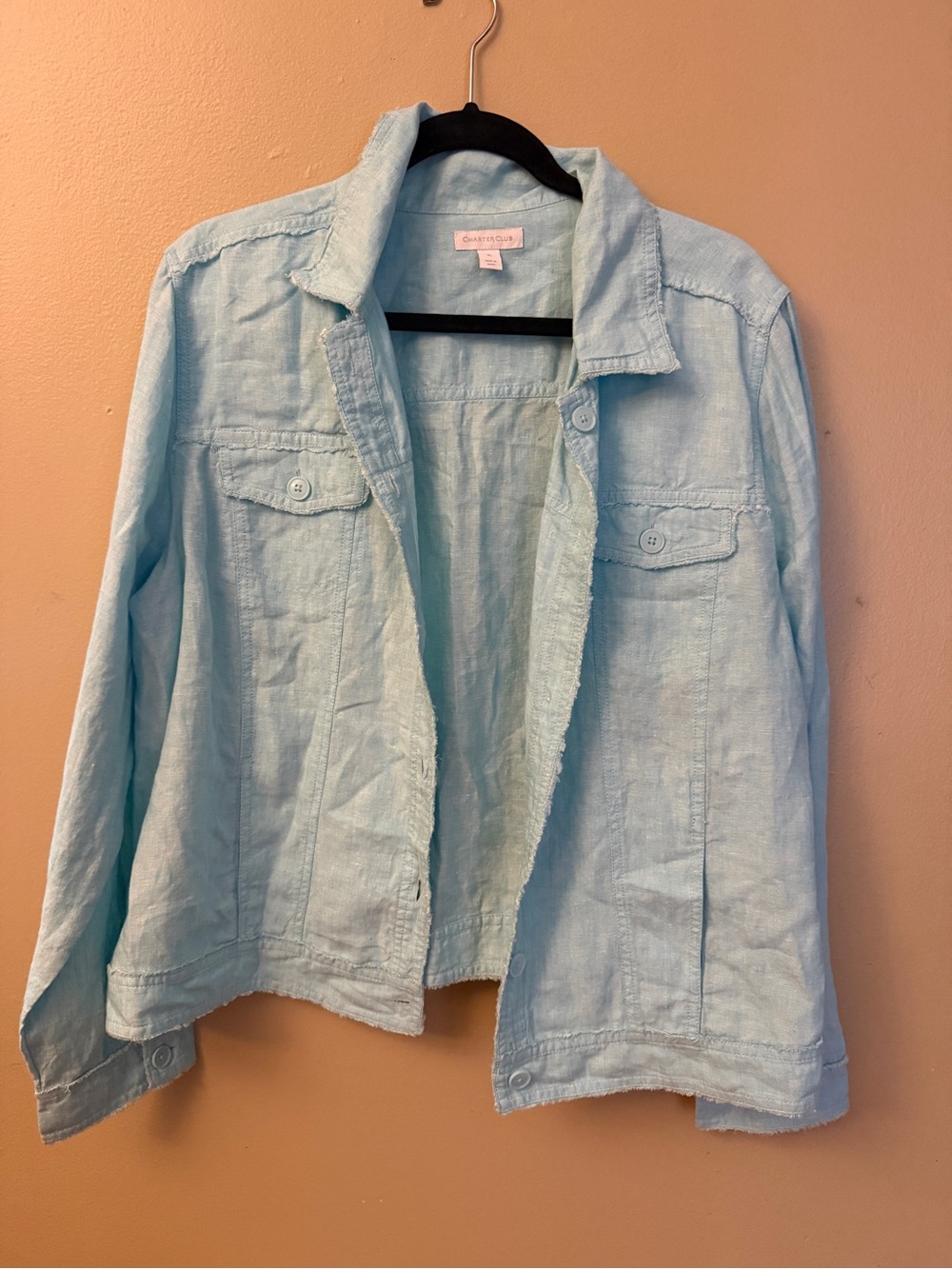 Charter Club Light Blue Linen Utility Jacket